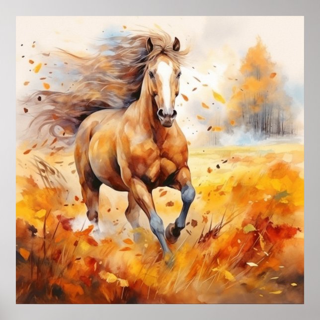Running Horse in Autumn Poster (Framsidan)