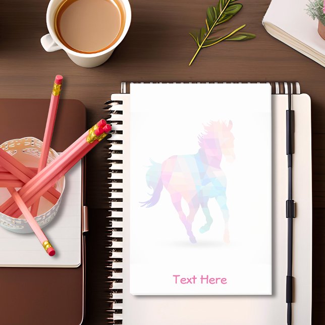 Running Horse Lo Poly Geometric Rainbow Post-it Block (Skapare uppladdad)