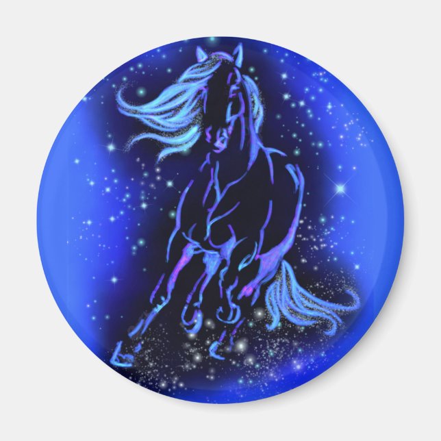 Running Horse Magnet Blue Starry Natt (Framsidan)