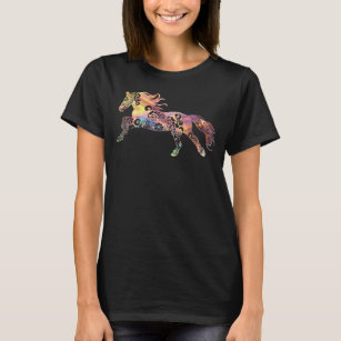 Running Horse Mandala Magic Färg Light Art T Shirt