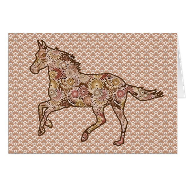 Running Horse Silhouette, Brown, Tan och Cream OBS Kort (Framsidan Horizontal)