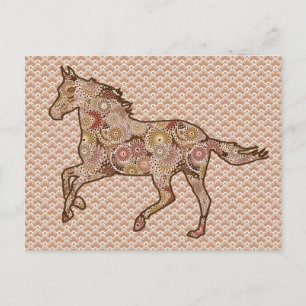 Running Horse Silhouette, Brown, Tan och Cream Vykort