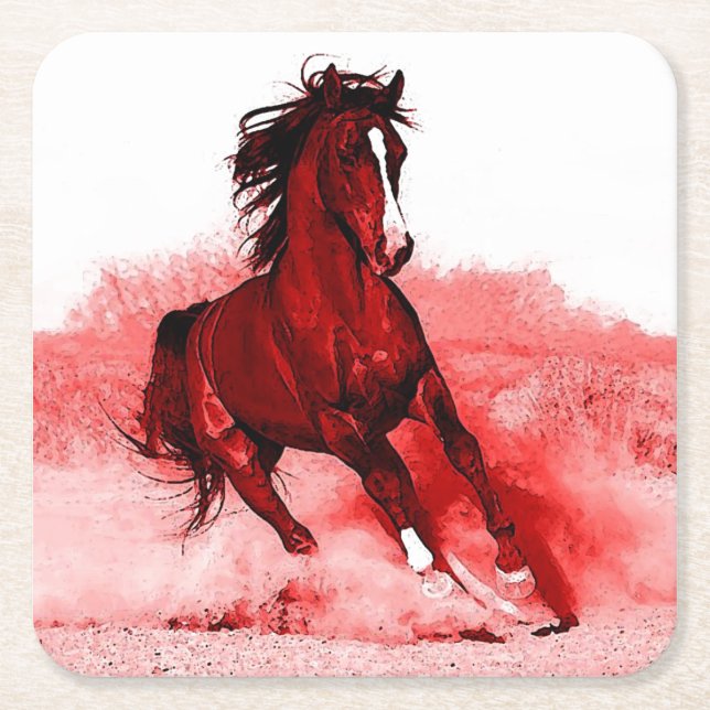 Running Horse Underlägg Papper Kvadrat (Framsidan)