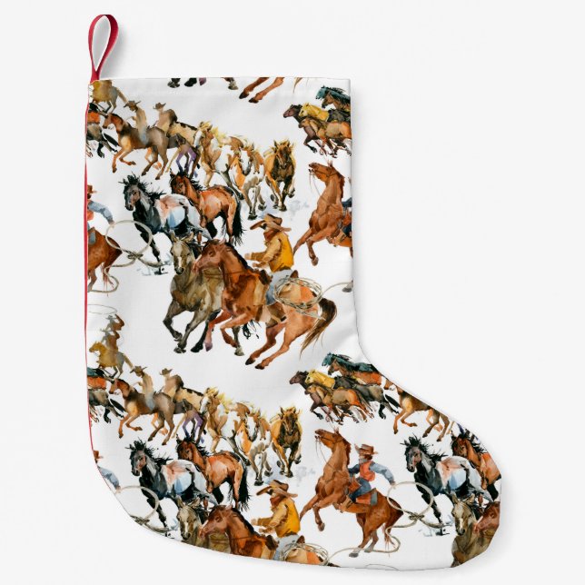 Running horses seamless pattern. American cowboy.  Liten Julstrumpa (Framsidan)