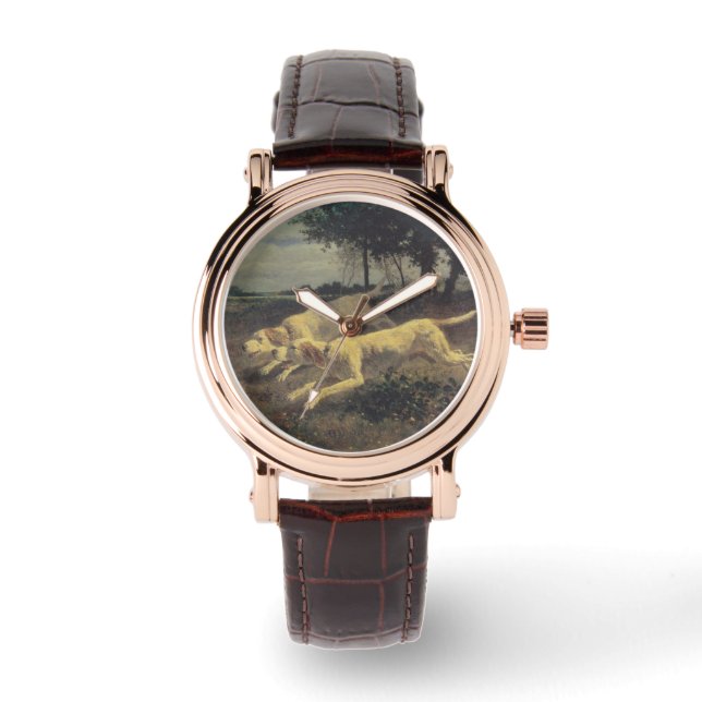 Running Hundar (Beagles) (av Constant Troyon) Armbandsur (Framsida)