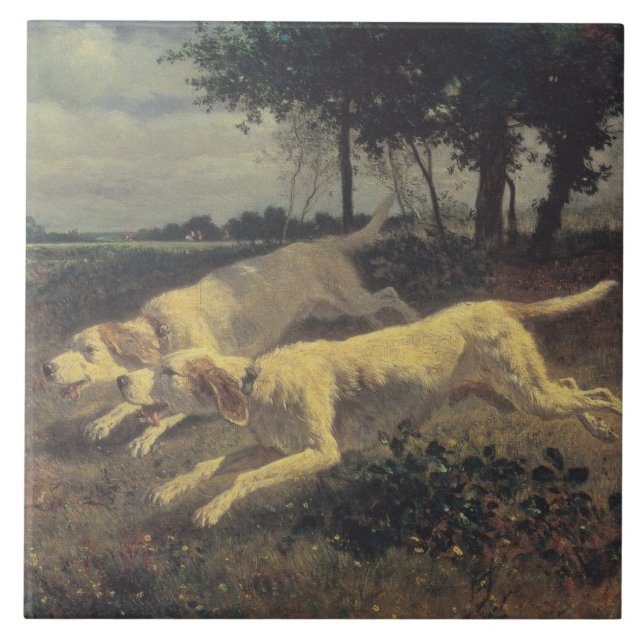 Running Hundar (Beagles) (av Constant Troyon) Kakelplatta (Framsidan)