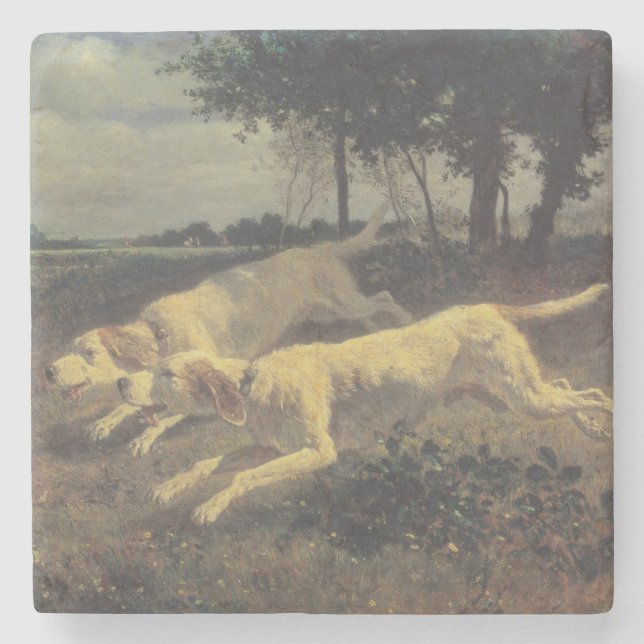 Running Hundar (Beagles) (av Constant Troyon) Stenunderlägg (Framsidan)