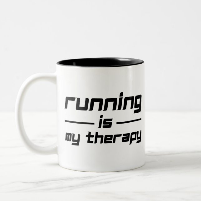 Running Is My Therapy Två-Tonad Mugg (Vänster)