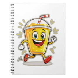 **Running Juice Cup Cartoon – Fun Street Drink Cha Anteckningsbok