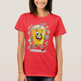 **Running Juice Cup Cartoon – Fun Street Drink Cha T Shirt