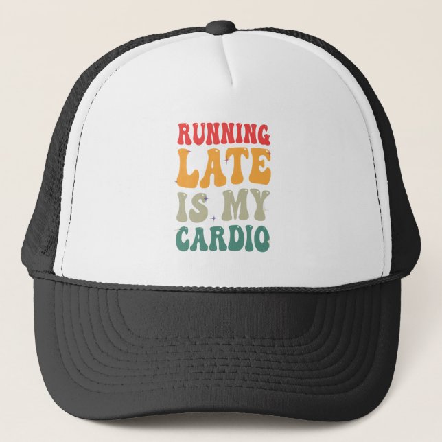 Running Late är min Cardio Funny Retro Fitness Gif Keps (Framsida)
