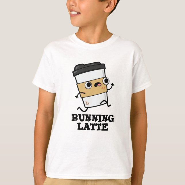 Running Latte Funny Coffee Pun T Shirt (Framsida)