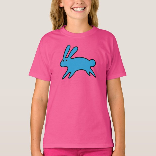 Running Little Blue Bunny T-Shirt (Framsida)
