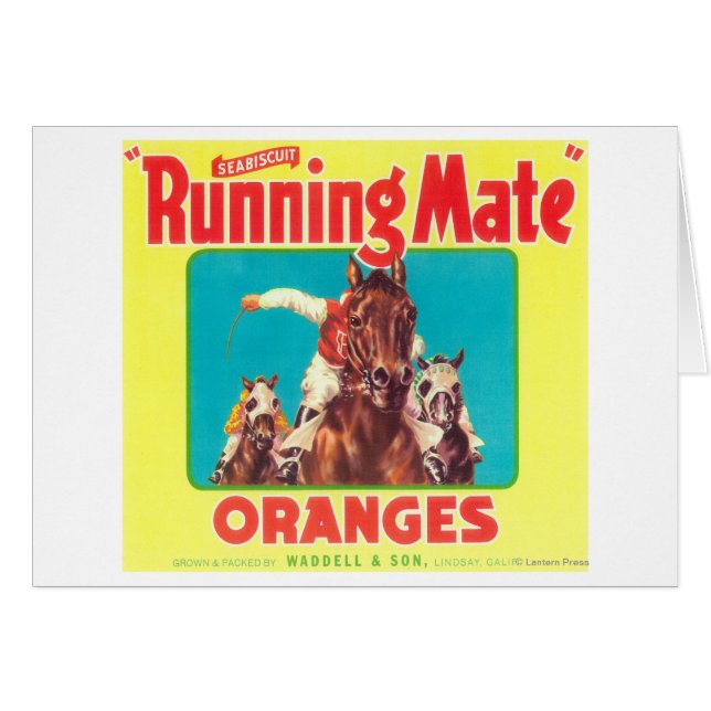 Running Mate Orange LabelLindsay, CA Hälsningskort (Framsidan Horizontal)
