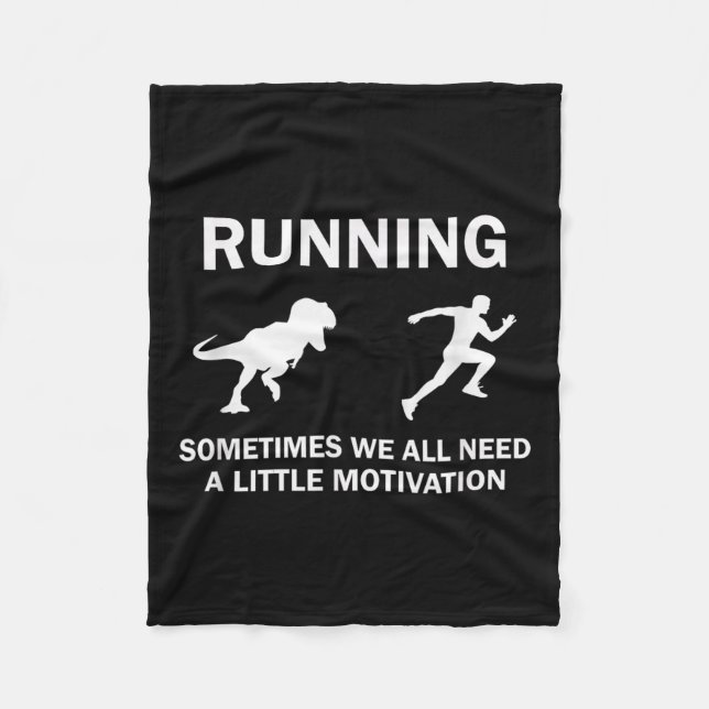 Running Motivation Raptor Chase Funny Dinosaur  Fleecefilt (Framsidan)