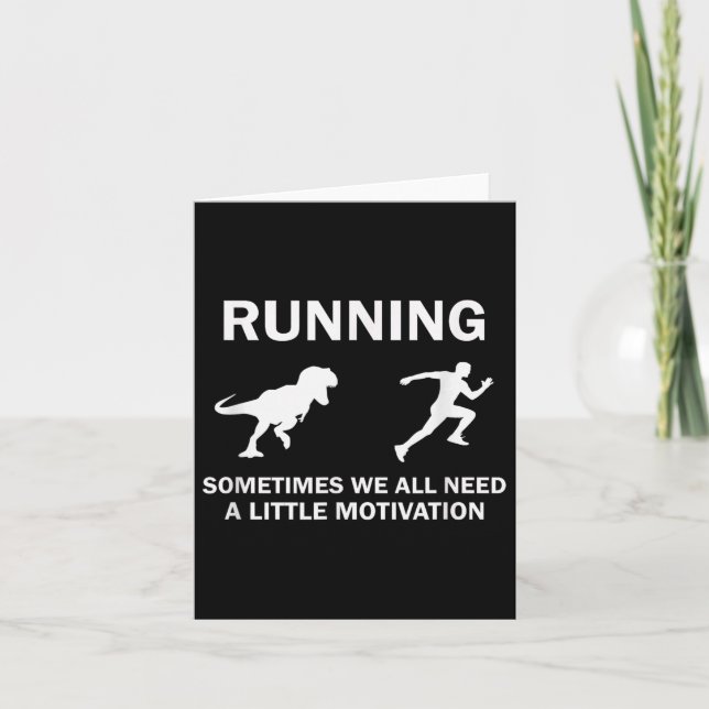 Running Motivation Raptor Chase Funny Dinosaur  Kort (Framsida)