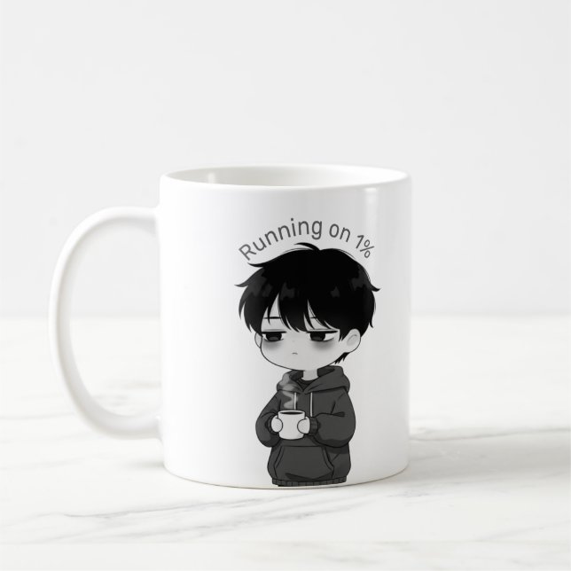 Running on 1 Percent Relatable Chibi Coffee Illust Kaffemugg (Vänster)