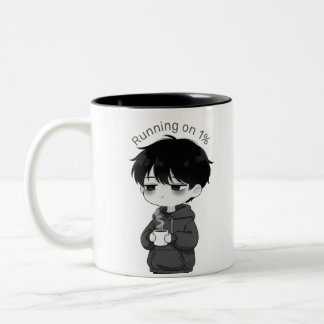 Running on 1 Percent Relatable Chibi Coffee Illust Två-Tonad Mugg