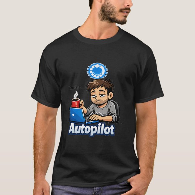 Running On Autopilot Funny Design – Coffee Lover H T Shirt (Framsida)