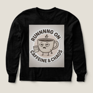 Running on Caffeine & Chaos Funny Coffee Sticker T Shirt