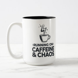 Running on Caffeine & Chaos Två-Tonad Mugg