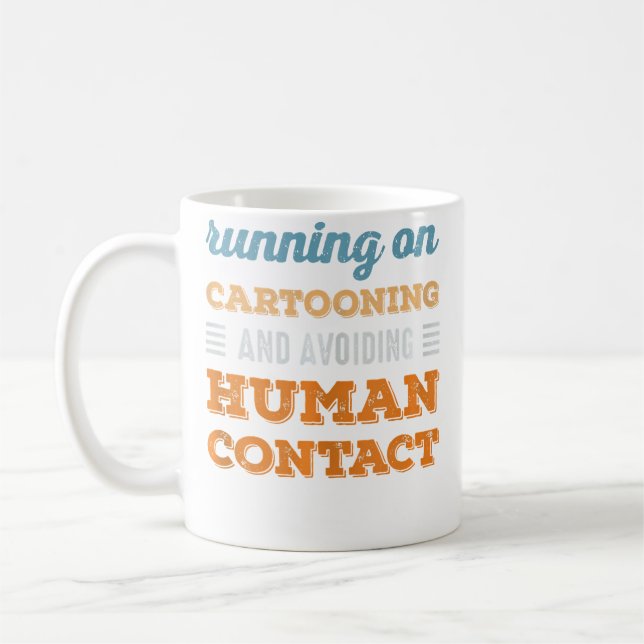Running On Cartooning Social Introvert Humor Funny Kaffemugg (Vänster)