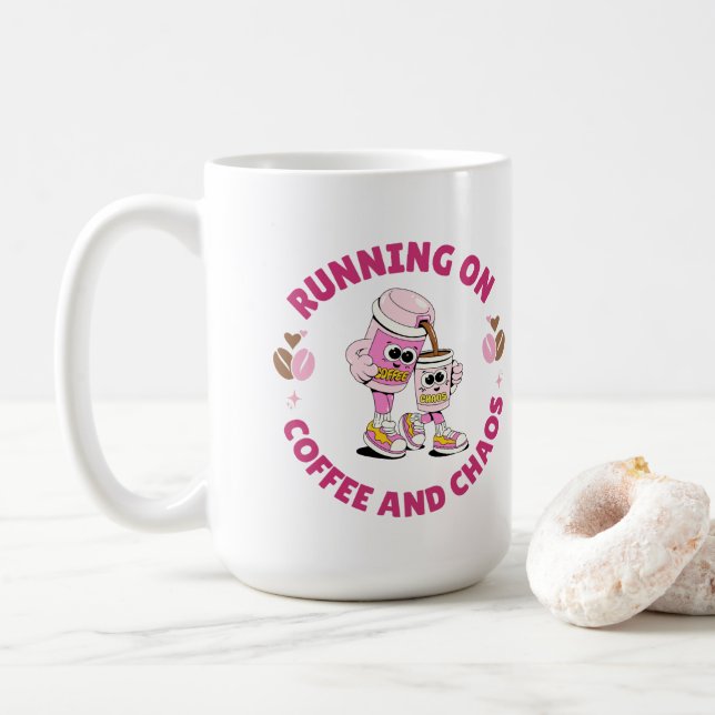 Running on Coffee and Chaos Sticker Kaffemugg (Med munk)