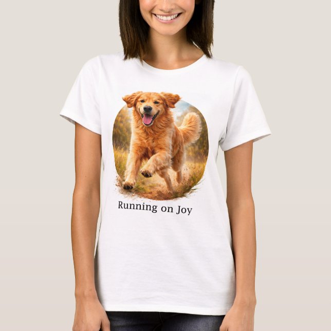 Running on Joy Golden Retriever T Shirt (Framsida)