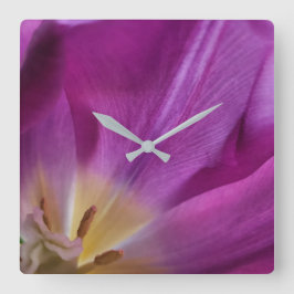 Running on Tulip Time, Square Acrylic Wall Clock Fyrkantig Klocka