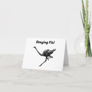 Running Ostrich Bläck Sketch, Coola Idrottsman Bir Kort