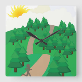 Running Outdoors Fyrkantig Klocka