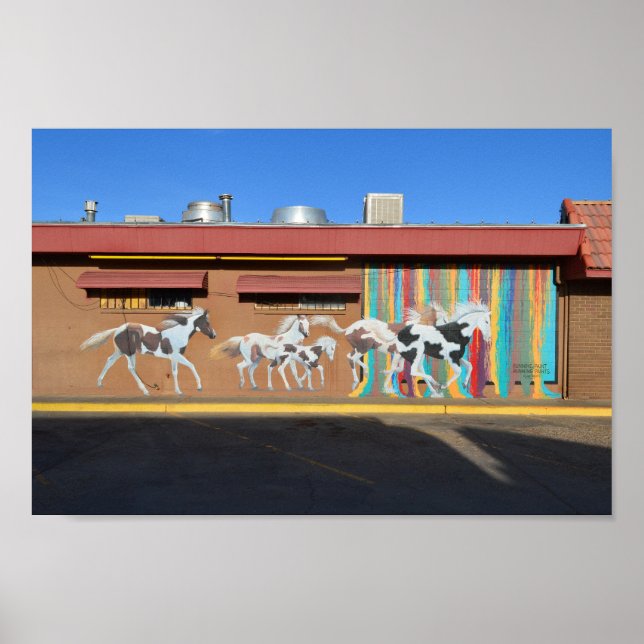 Running Paint Horses Mural, Tucumcari, New mexico Poster (Framsidan)