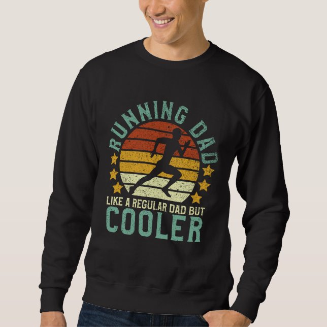 Running Pappa Funny Marathon Springer Fars dag Gif Lång Ärmad Tröja (Framsida)