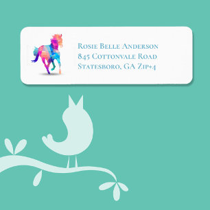 Running Pastel Cubism Horse Returadress Etikett