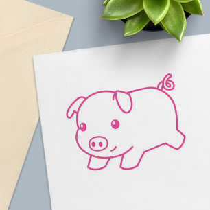 Running Piglet Gris Självfärgande Stämpel