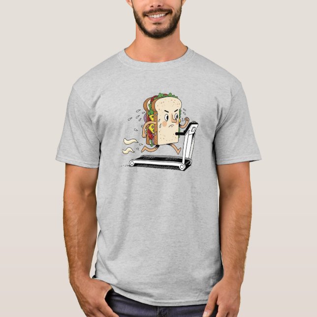 Running Sandwich T-Shirt | Funny Gym Food Tee (Framsida)