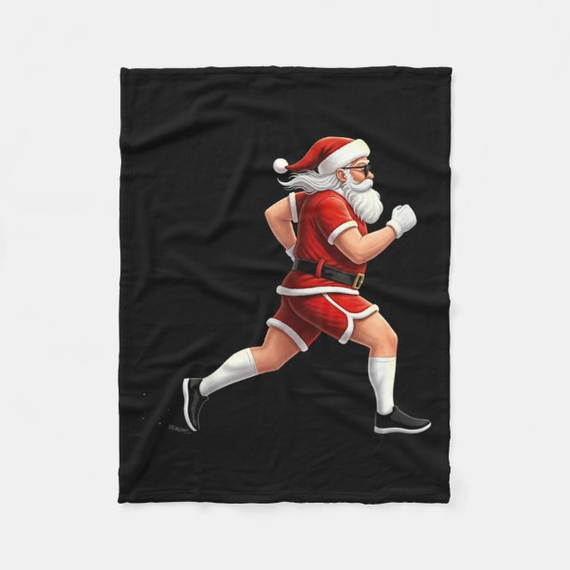 Running Santa Christmas Graphic Runner Run Maratho Fleecefilt (Framsidan)