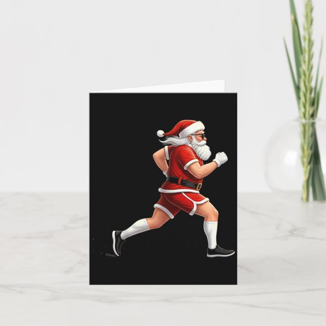 Running Santa Christmas Graphic Runner Run Maratho Kort (Framsida)
