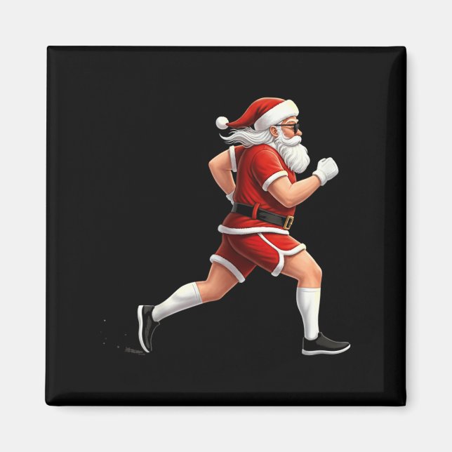 Running Santa Christmas Graphic Runner Run Maratho Magnet (Framsidan)