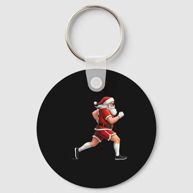 Running Santa Christmas Graphic Runner Run Maratho Nyckelring (Framsida)