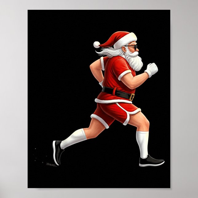 Running Santa Christmas Graphic Runner Run Maratho Poster (Framsidan)