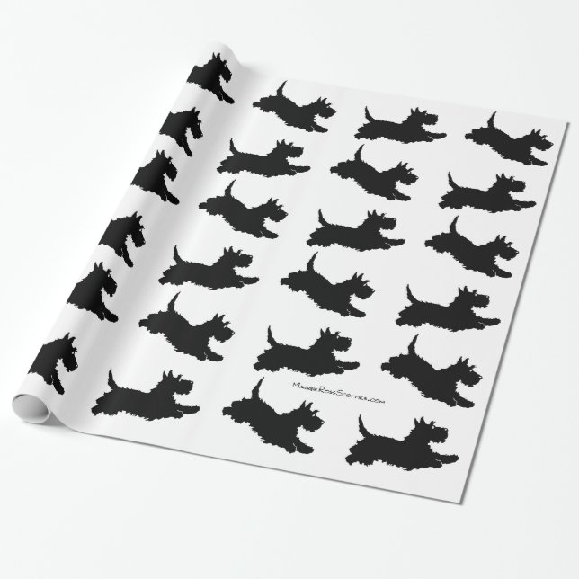 Running Scottish Terriers Presentpapper (Utrullad)