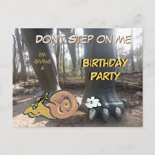 Running Snail Cartoon Birthday Invitation Postcard Helg Vykort (Framsida)