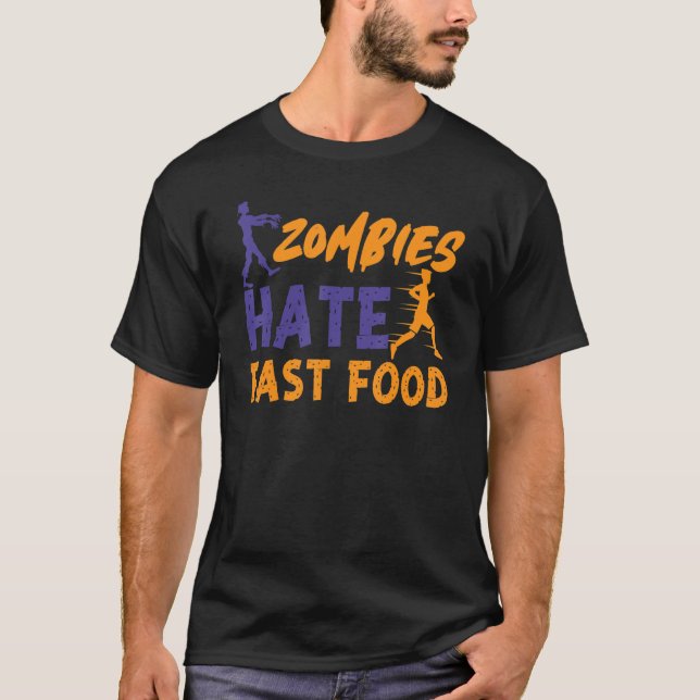 Running Springer Halva Marathon Zombie Zombies Hat T Shirt (Framsida)