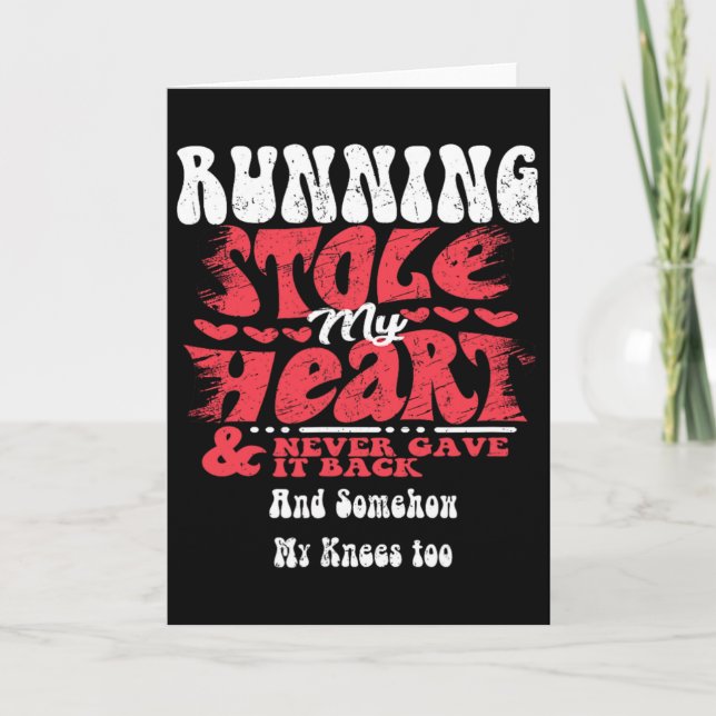 Running Stole My Heart ~ Funny Valentines Day  Kort (Framsida)