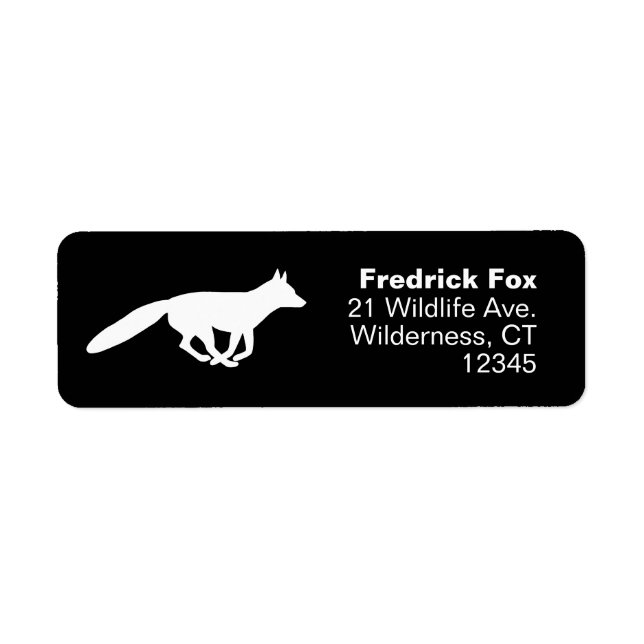 Running White Fox Silhouette Returadress Etikett (Framsidan)