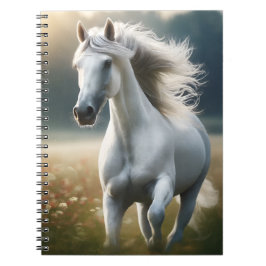 Running White Horse – Graceful Equine Freedom Anteckningsbok