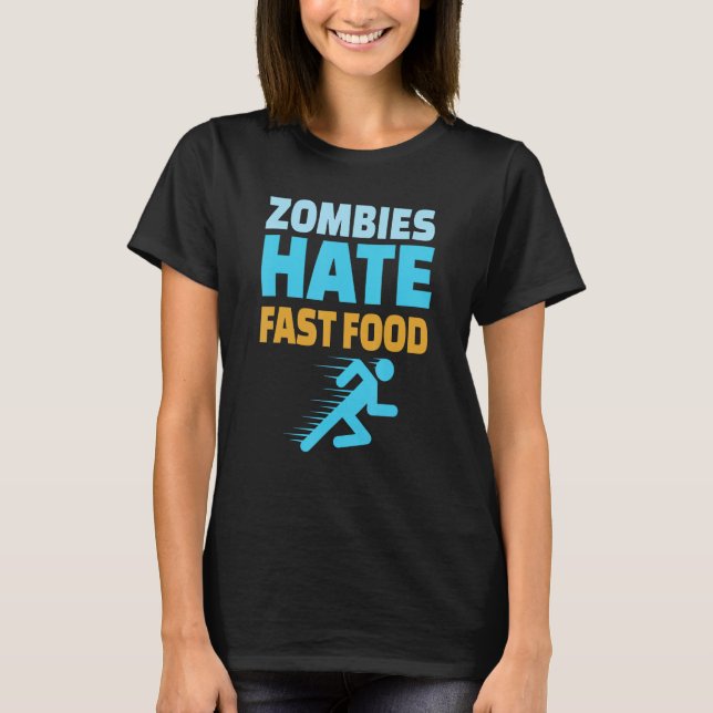 Running Zombies Hate Fast Food  Marathon Runner T Shirt (Framsida)