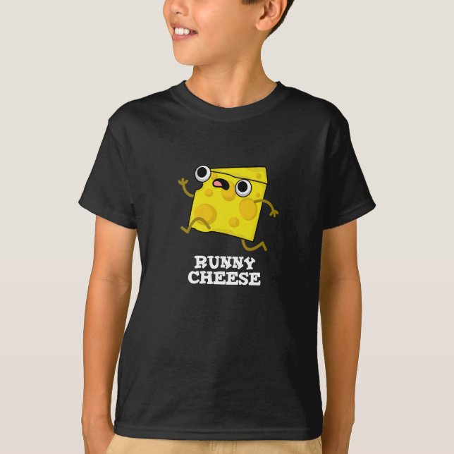 Runny Cheese Funny Food Pun Mörk BG T Shirt (Framsida)