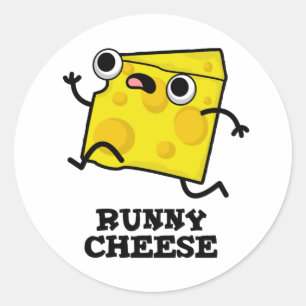 Runny Cheese Funny Food Pun Runt Klistermärke